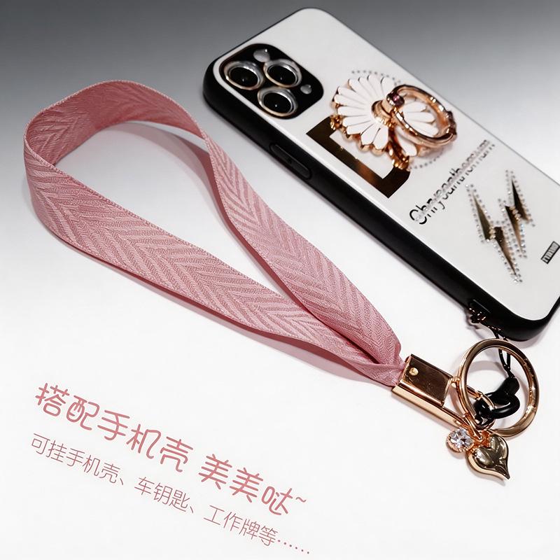 Women's Solid Color Phone Case Lanyard & Universal Wrist Strap Key USB Earphone Bag