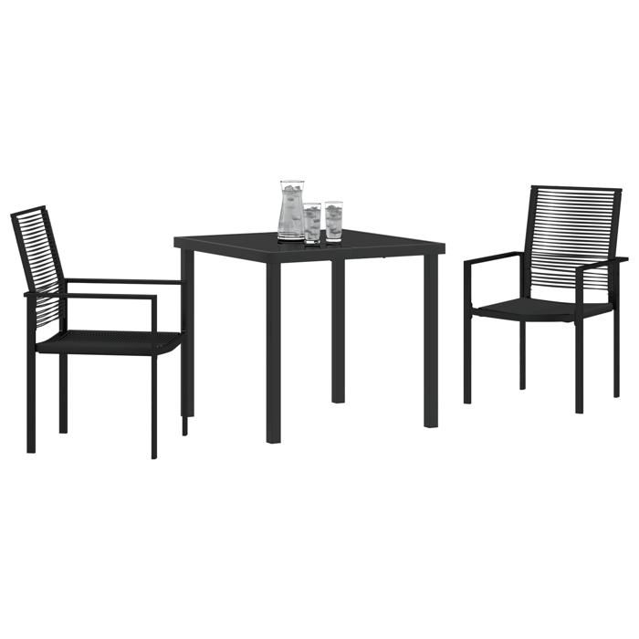 VidaXL Set de Salle à Manger de Jardin 3 Pièces noir Rattan PVC 3379163