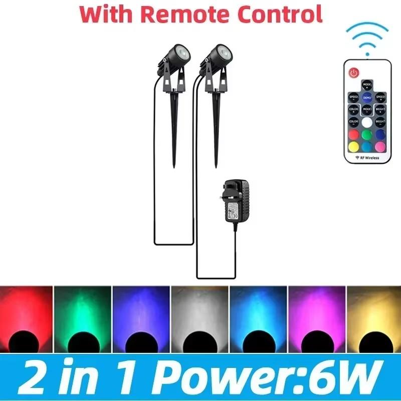 1 To 10 RGB Colorful Remote Control Spotlight LED Outdoor Spotlight Ground Light Lawn Lamp Waterproof Landscape Tree Lights remote control&EU PLUG