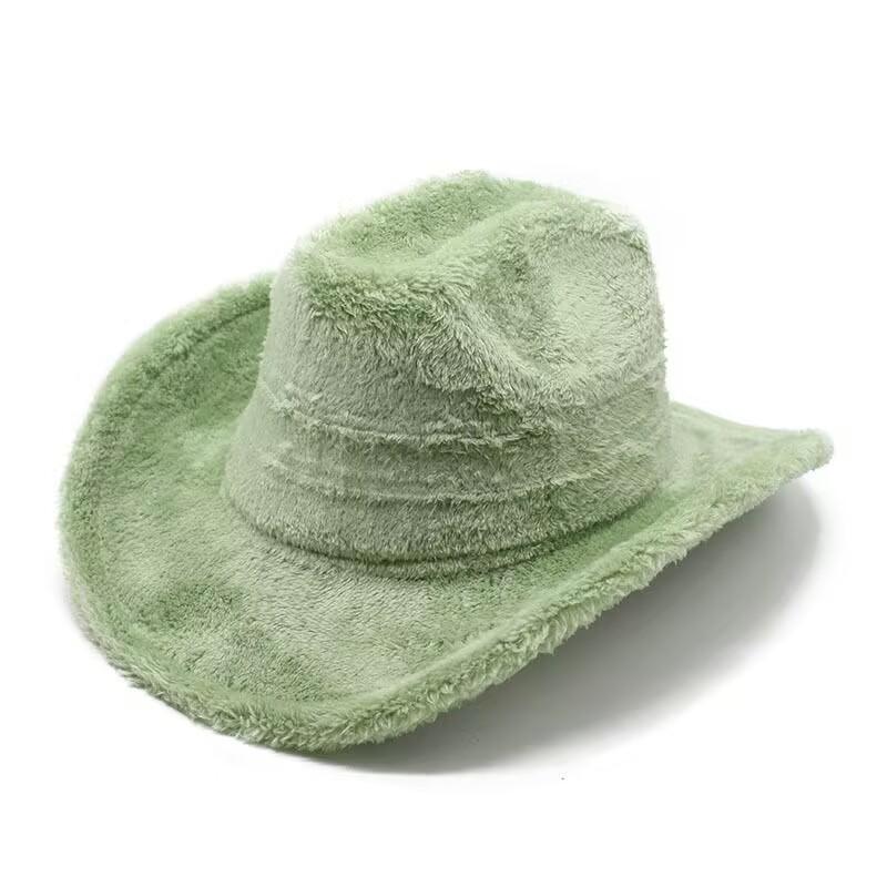 Popular autumn and winter new colored plush crimped jazz hat men's and women's European, American and British style personalized gentleman's hat