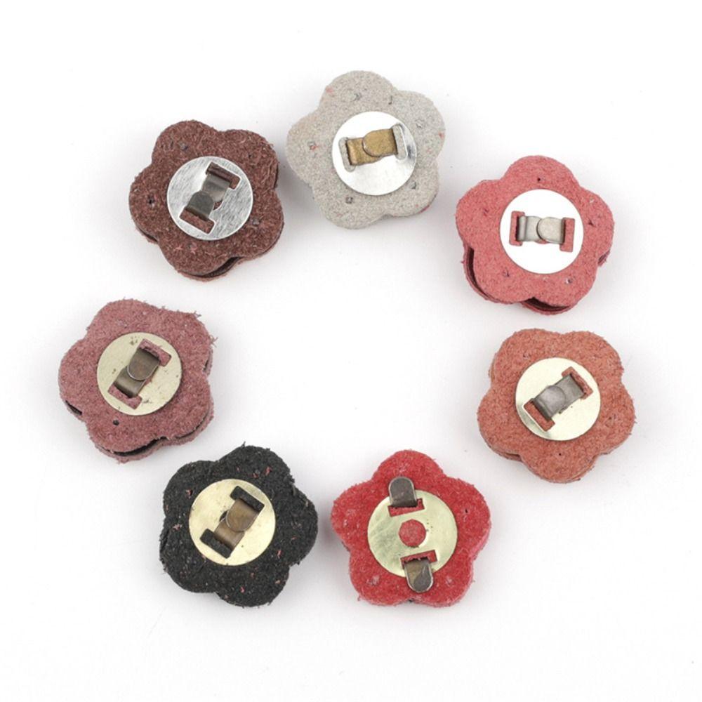 Fashion Plum Blossom Shaped Bag Magnetic Buckle Handmade Genuine Leather Card Pack Buckle DIY Wallet Hasp Buckle Bag Accessories