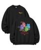 ORIGINALDAY [Fleece Lined] Jelly Cat Oversized Long Sleeve Sweatshirt Black