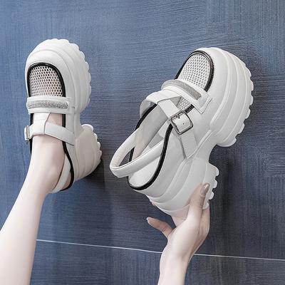 Thick-soled Inner Height Increase Heel Bag Head Sandals Women's Shoes Women's Summer 2025 New Explosive Slope Heel Muffin Roman Sports