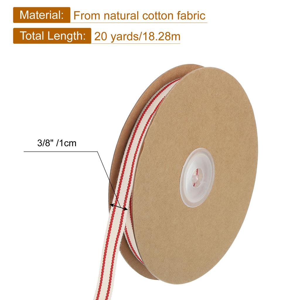 Natürliches Baumwollstreifenband Doppelseitiges Streifen-Baumwollband Natürlich mit Schwarzem Ripsband für Geschenkverpackung DIY-Bastelarbeiten