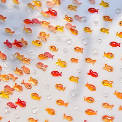 Pesce Rosso Jelly Pesce Rosso Estivo Carpa Spiaggia Oceano Sirena Mare Unghie Brillanti Adesivi Manicure Decalcomanie