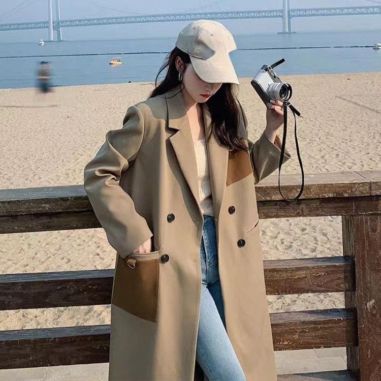 

Модная и удобная черная куртка свободного кроя в академическом стиле для женщин XL хаки