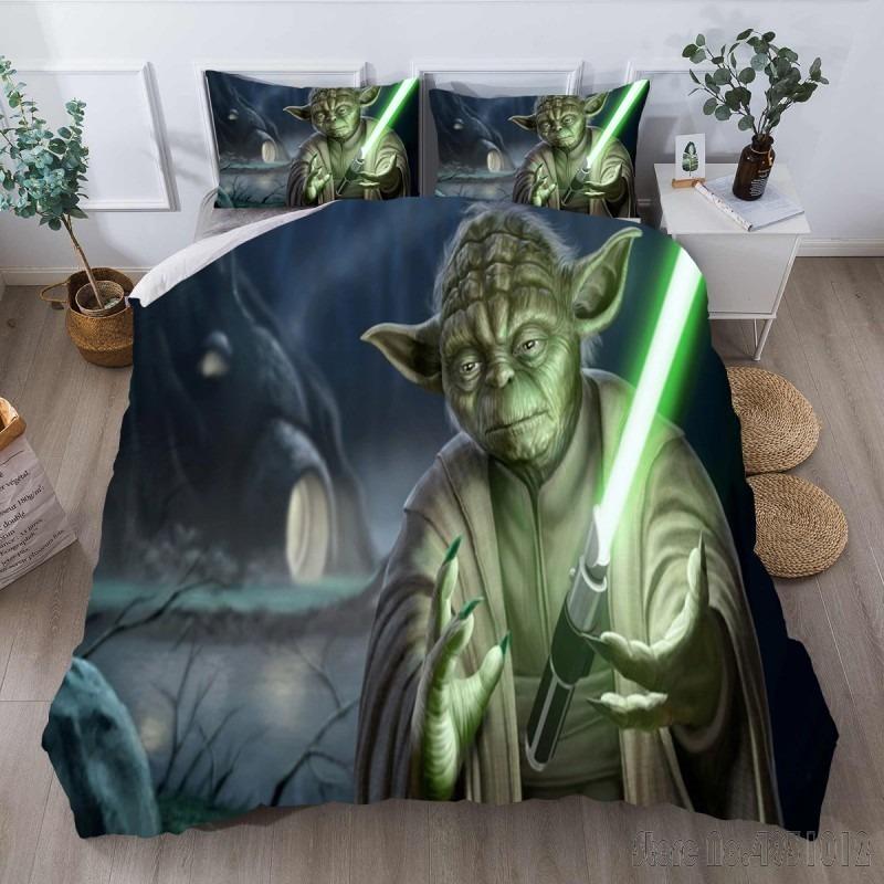 Bedding Set Anime Yoda Baby Double Twin Full Queen King Kids Bedclothes Duvet Cover Pillowcase Decoration Christmas Gifts