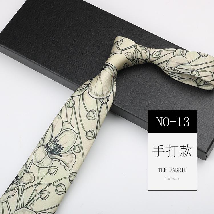 Men'S Printed Tie, Pattern Retro Gentleman'S Suit Shirt Width 9Cm Silk Soft Long Hand-Typed