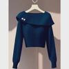 2024 Autumn/Winter High-End Black Tea Style Knitted Sweater - Slim Fit