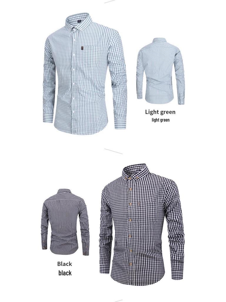 Men's Cross-Border Autumn/Winter Plaid Cotton Long-Sleeve Casual Business Shirt