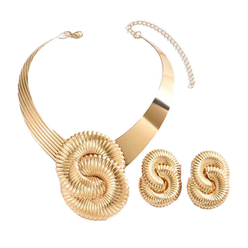 Přehnaný design osobnosti Geometrický kroucený náhrdelník Všestranná sada závitových náušnic Luxusní pocit