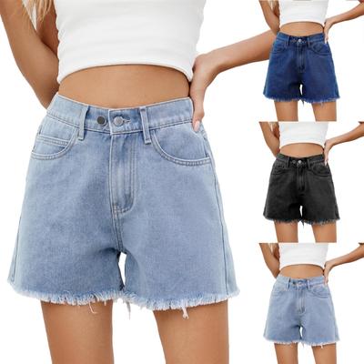 Women's High-Waisted Wash Women's Jeans Fashion All-In-One Denim Shorts Slimming Hot Pants