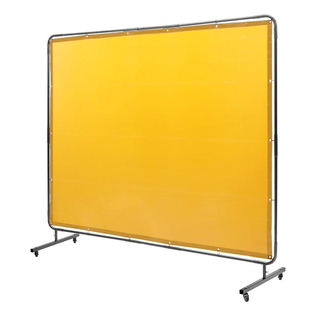 Welding Screen with Frame, 6' x 8' Welding Curtain Screen, Flame-Resistant Vinyl Welding Protection Screen on 4 Swivel Wheel (2 Lockable), Moveable &