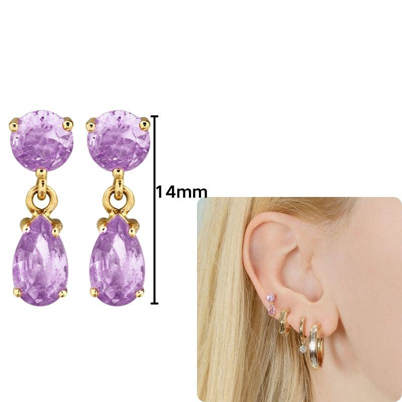 Damen 925 Silber Ohrstecker Lila Zirkon Ohrringe Creolen Lila Kristall Anhänger Ohrring Mode Hochzeits Schmuck