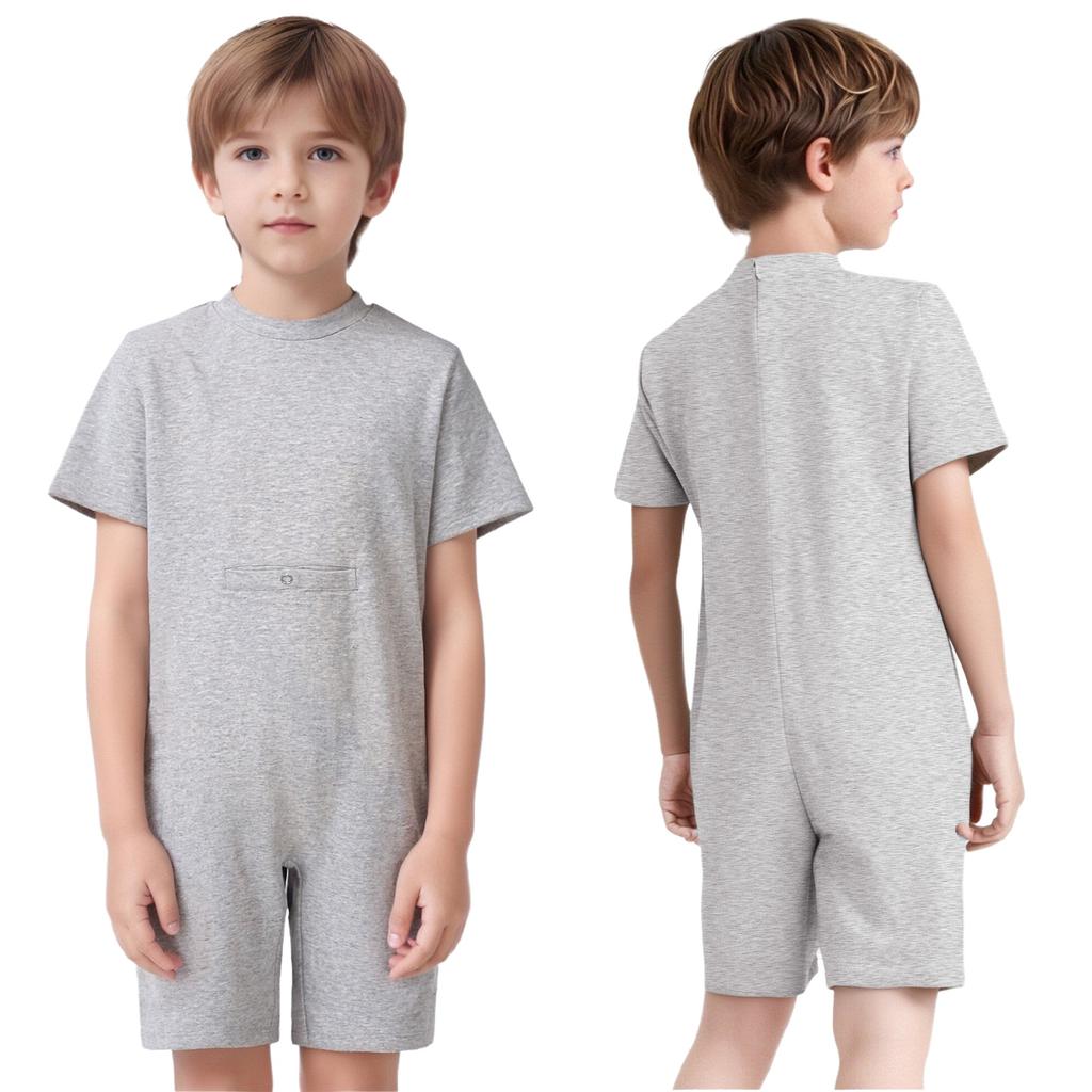 Easy Change Kids Jumpsuit Back Invisible Zipper & Button Hole Adaptive Clothing for Special Needs