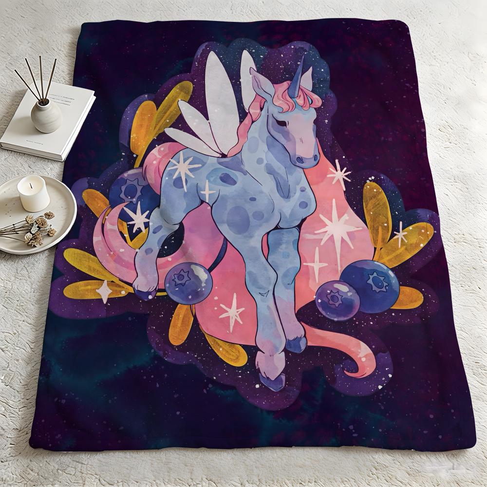 character SStar Unicornn Throw Warm Soft Flannel Blanket Multiuse for Sofa Bed Camping Travel Nap