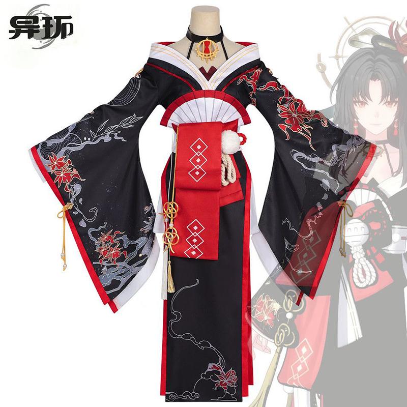Game NTE Xun Cosplay Costume Neverness To Everness Hotori Black Red Kimono Necklace Wig Suit Party Carnival Women Sexy Dress
