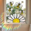 Spring Summer Bee Sunflower Window Sticker Prism Suncatcher Glass Window Cling Reusable Static Decals for Shop Home Office School Decor