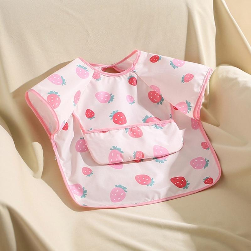 Adjustable Sleeveless Bib for Infants Baby Gentle On Skin Water Proofing Fabric Foof Catcher Pocket Design for Nursing