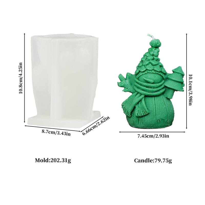 Christmas Snowman Silicone Candle Mold DIY Snowman with Snowflake Christmas Tree Star Aromatherapy Candles Gypsum Holiday Decor