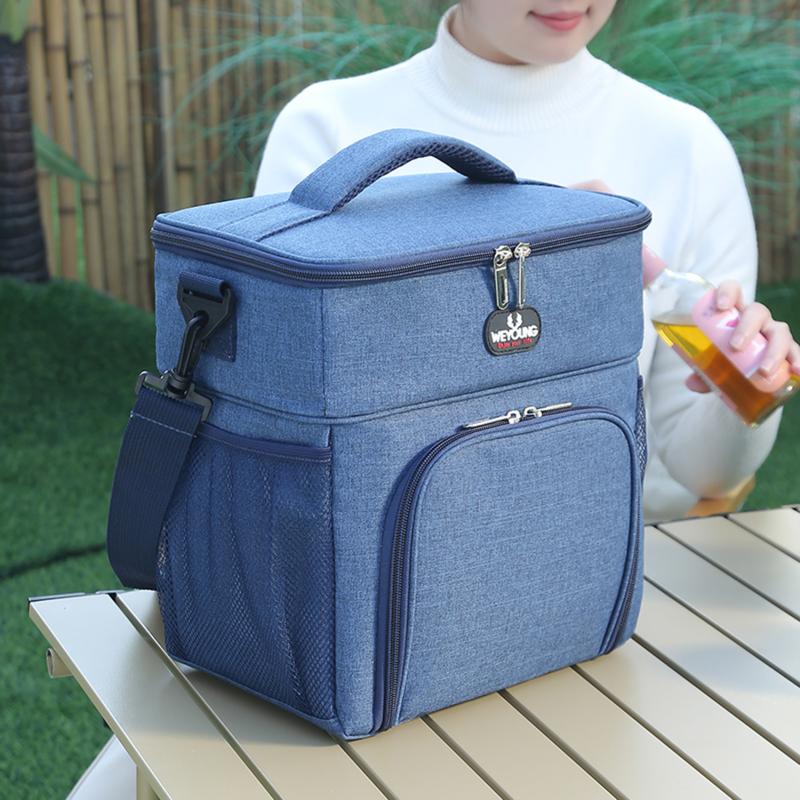 Insulated Bag Double-layer Large Capacity Picnic Bag Outdoor Portable Crossbody Fresh Cooler Lunch Bag