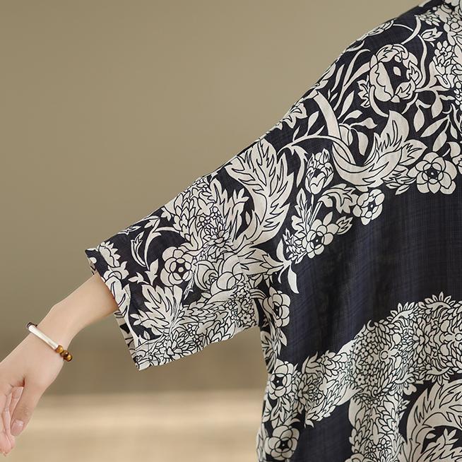 DIMANAF New 2026 Women Plus Size Spring Summer Beach Long Dress Lady Loose Oversize Maxi Floral Print Cotton Vintage Black