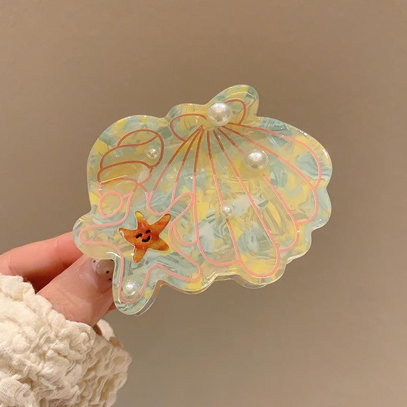 

1pc New Marine Series Hair Clip Pearl Shell Claw Clip Personalized Creative Shark Clip Hair Clip for the Back of the Head