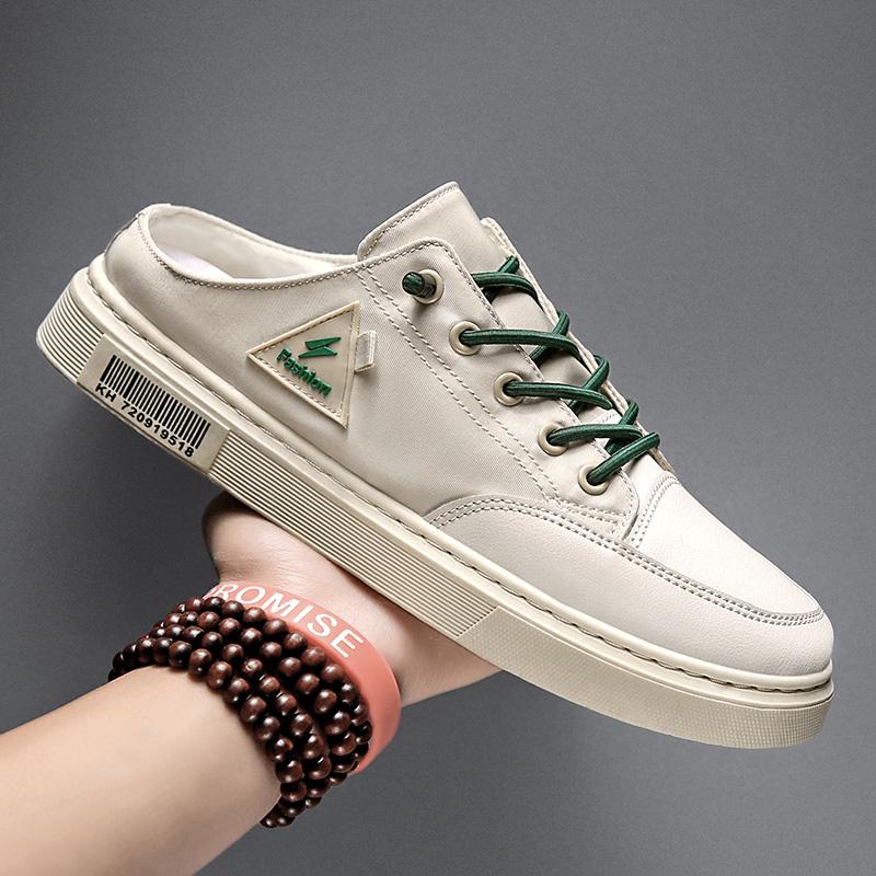 Fashion Platform Mens Half Slippers Summer Comfortable Casual Shoes Breathable Sneakers Lightweight Walking Flat Slip-on Loafers