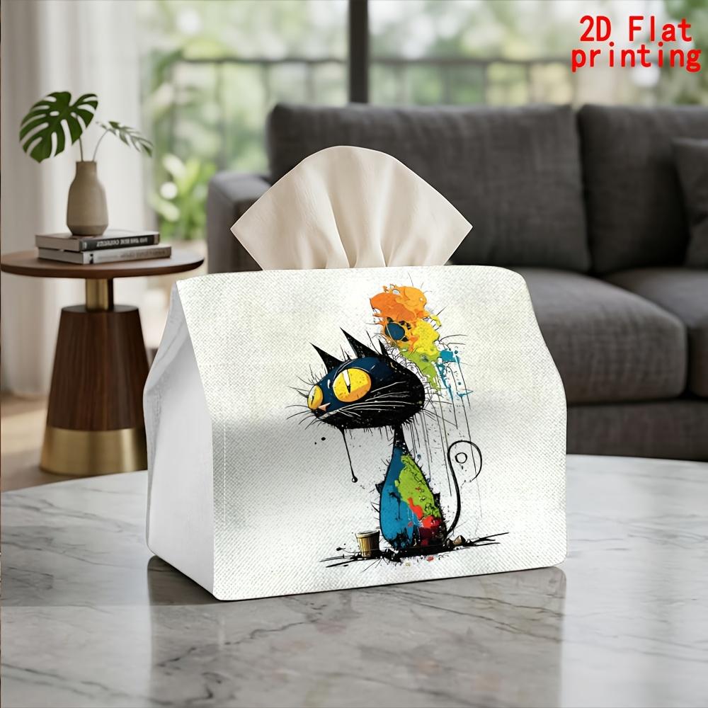 1pc Abstract Cat Tissue Box Holder with Pull-Out Tissues - Reusable Compact Suitable for Kitchen, Bathroom, Car & Decor, Modern Cat-Themed Napkin Disp