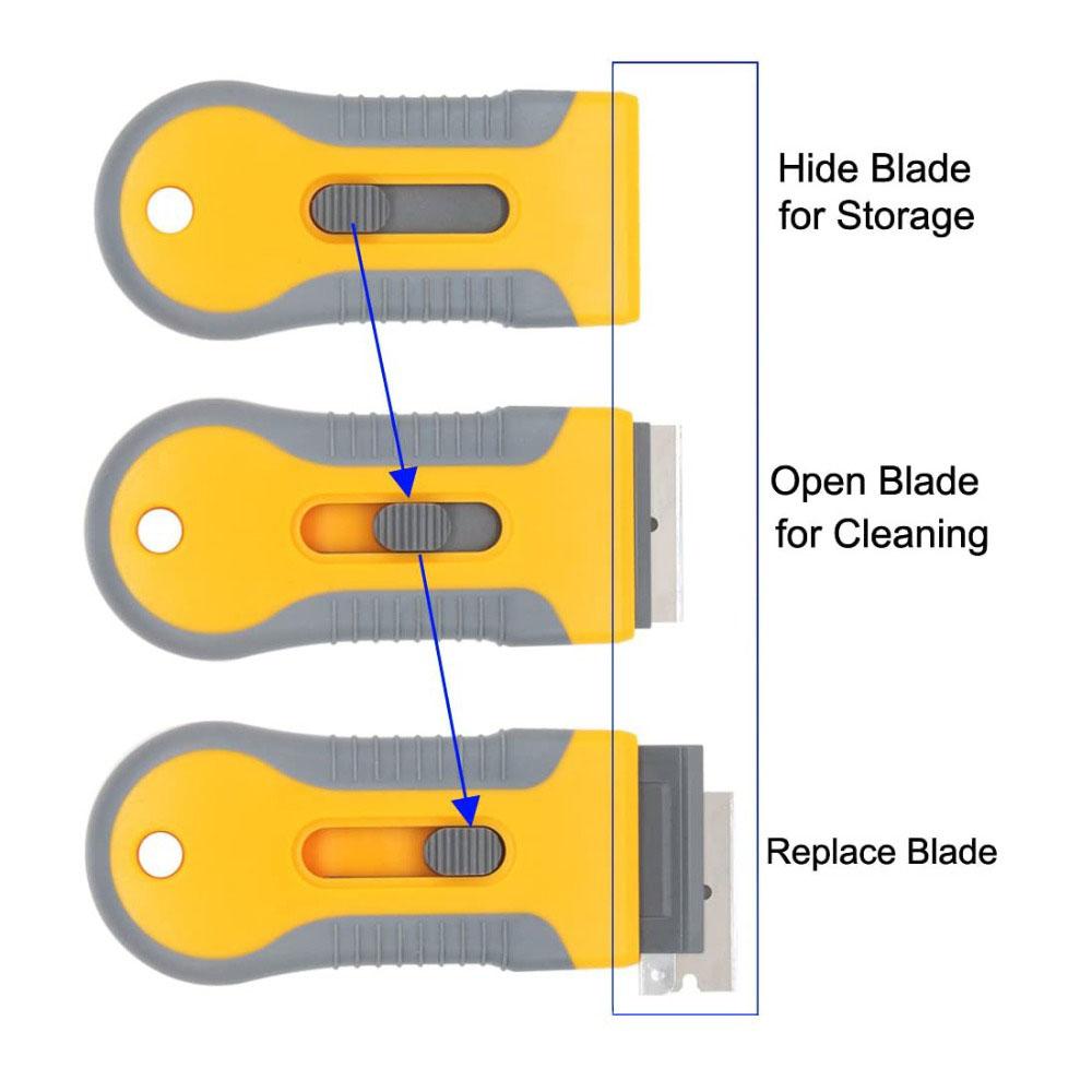 5pcs Replaceable Blades Window Tint Tools Spatula Car Sticker Remover Glue Removing Razor Scraper