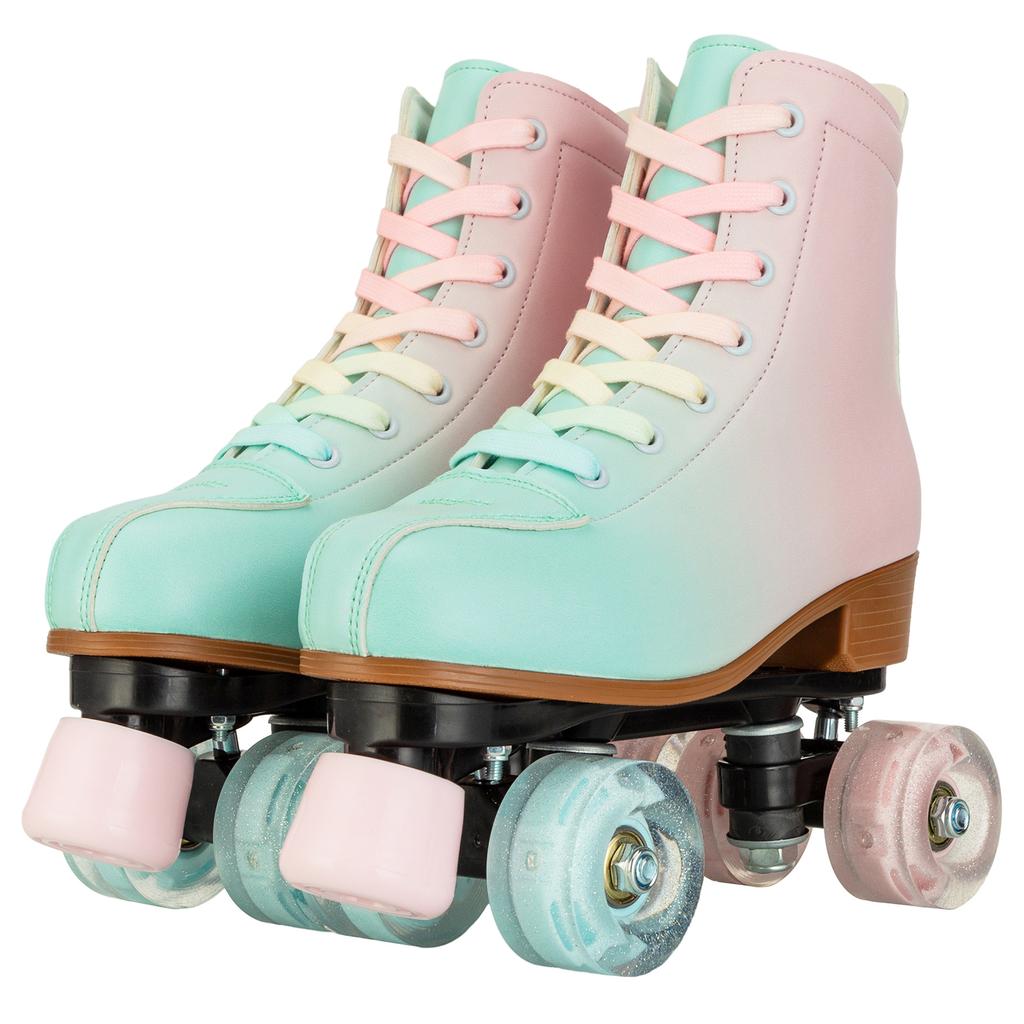 Flashing Roller Skates For Women Double Row Quad Skate Shoes Adult Outdoor Indoor Skating Training Sneakers With 4 Wheels 33-41