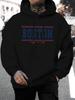 Boston Letter Print Stylish250g Heavyweight Pullover with Pocket Adjustable Drawstring for Unisex Warm Sweatshirt, Cozy Four Seaso