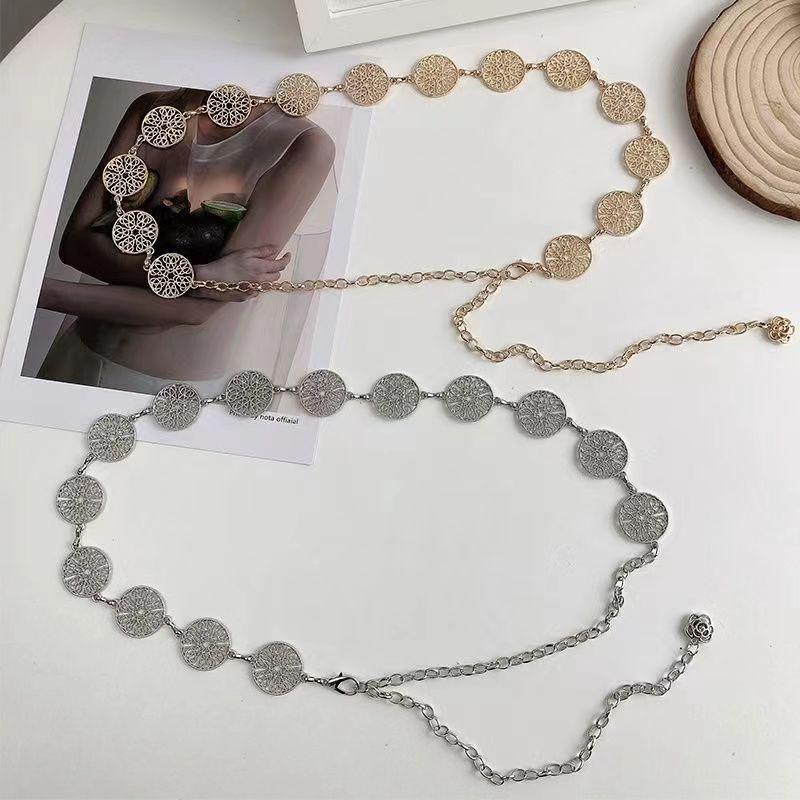 Women's Metal Hollow Circle Waist Chain Belt: All-Match Decorative Accessory for Suits, Sweaters, and Dresses