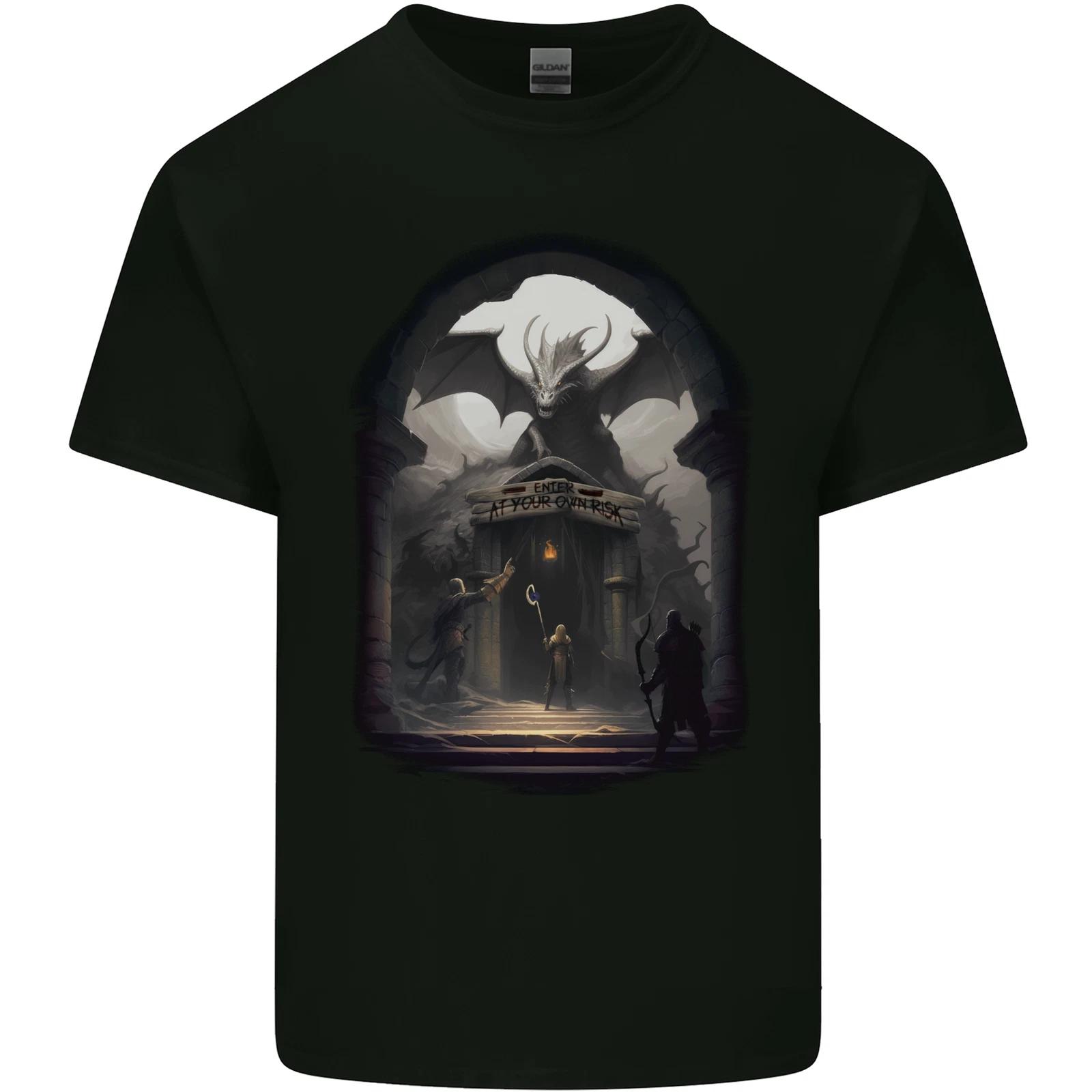 

Dragon Cave Fantasy RPG Role Play Games Kids T-Shirt Childrens L