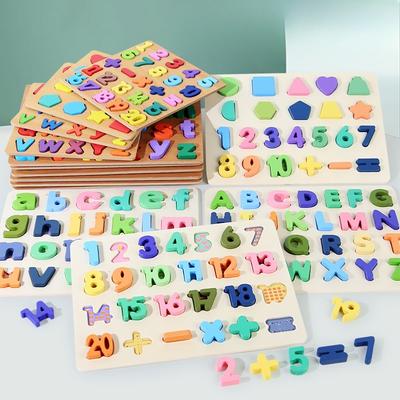Macaron Building Block Number Alphabet Board Enlightenment Shape Cognitive Matching Board Baby Puzzle Puzzle Early Education Toy