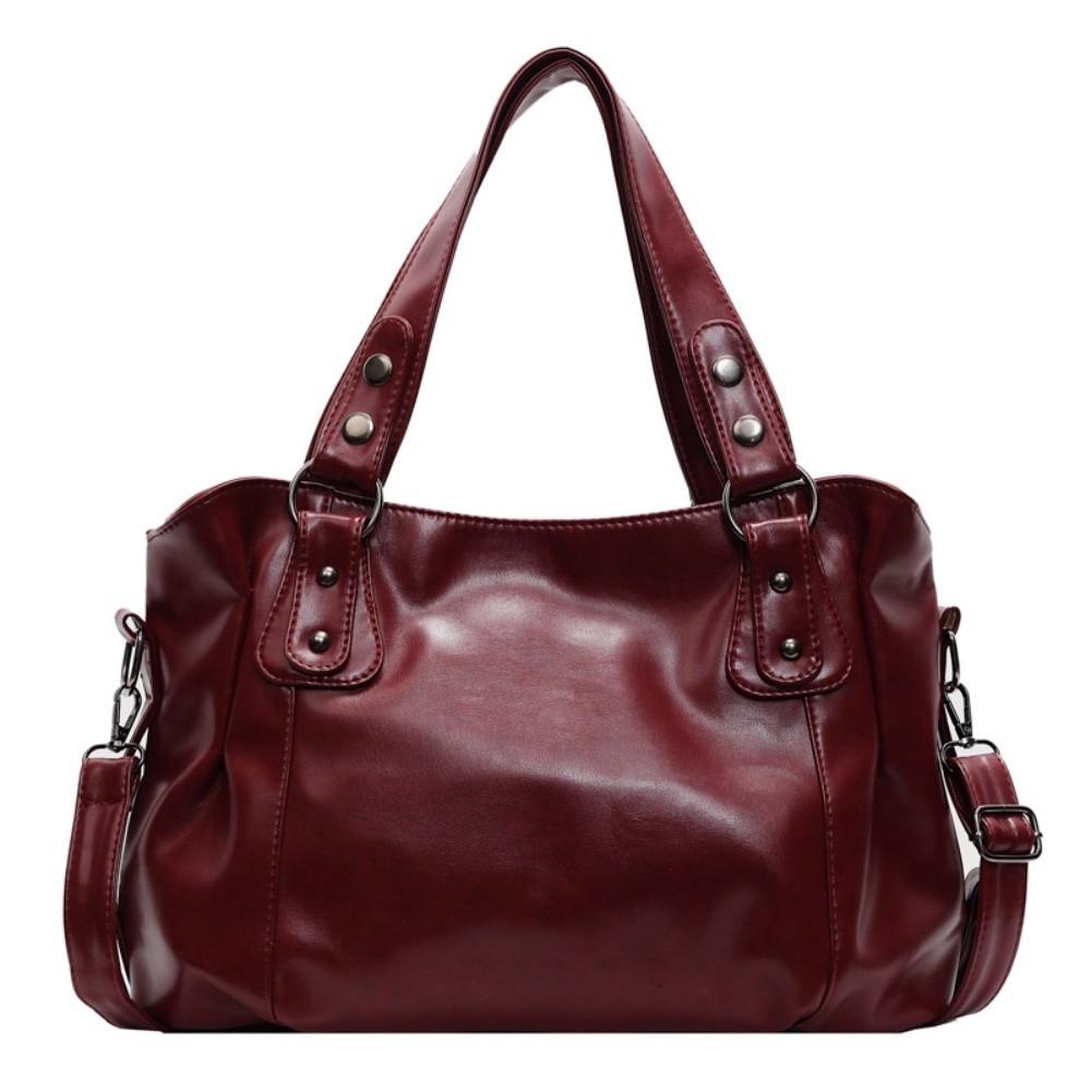 Casual Large Capacity Shoulder Bag Soft Solid Color Crossbody Bag Multifunctional PU Leather Handbag Women