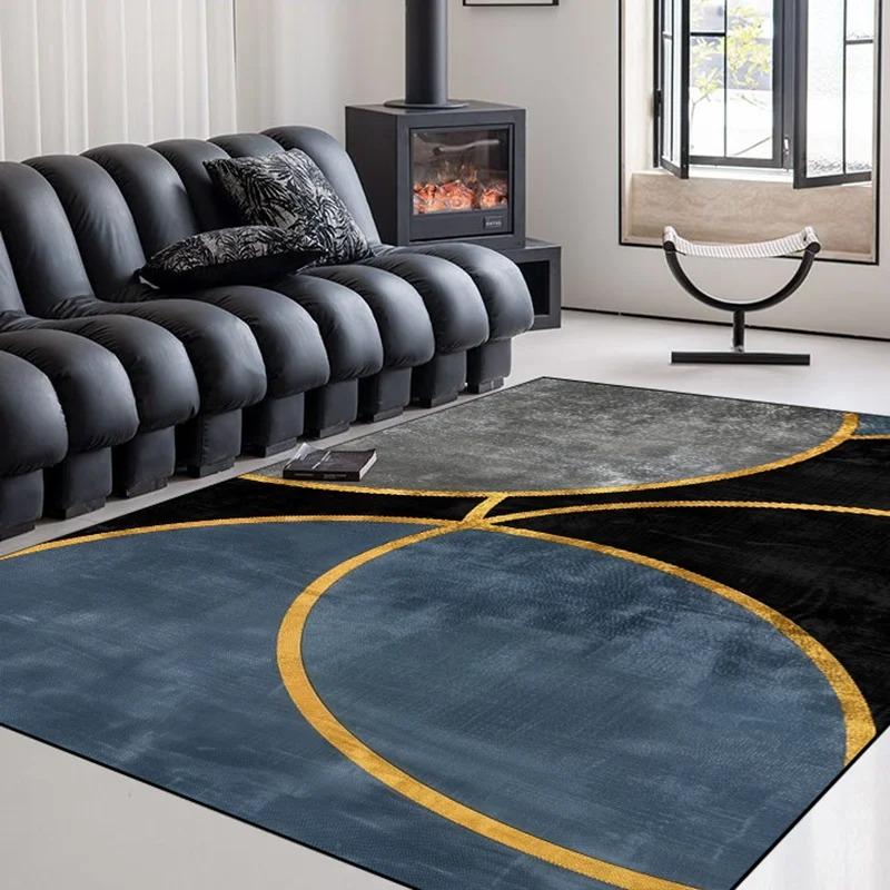 Alfombra Geométrica Moderna de Lujo Ligero para Sala de Estar Alfombra de Área Lavable para el Hogar Felpudo Decorativo Perfecto para Dormitorio Entrada Sala de Estar