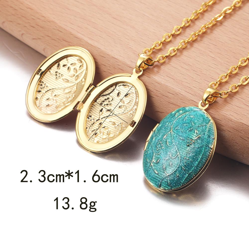 Golden Locket Pendant Mood Necklace Emotion Women Men Lovers Photo Frame Box Choker Necklaces Fashion Love Enamel Jewelry