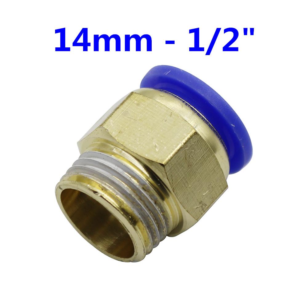 Air Pneumatic 14mm 16mm Hose Tube 1/4" 1/8" 3/8" 1/2" 3/4" Male Thread Air Pipe Connector Quick Coupling Brass Fitting 1 Pcs
