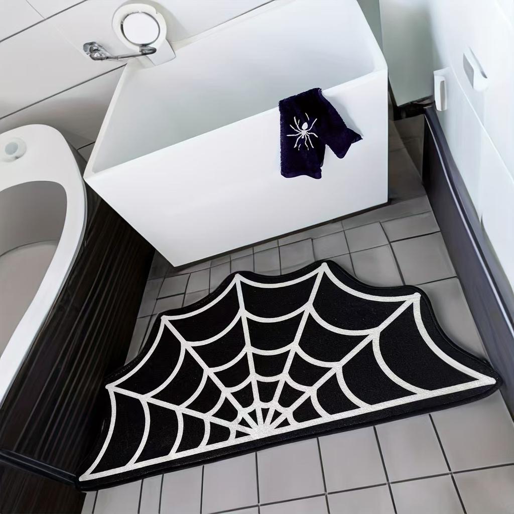 Spider Web Carpet Easy To Clean Gothic Halloween Home Decor Suitable For Bedrooms, Living Rooms, Bathrooms, Etc.
