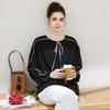 TUHUANG Women's Color Block Mulberry Silk Round Neck Shirt