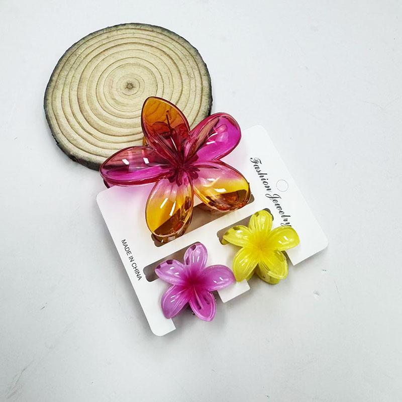 Sada skřipců do vlasů s frangipani: Květinové vlasové doplňky s imitací mramoru pro módní svátky