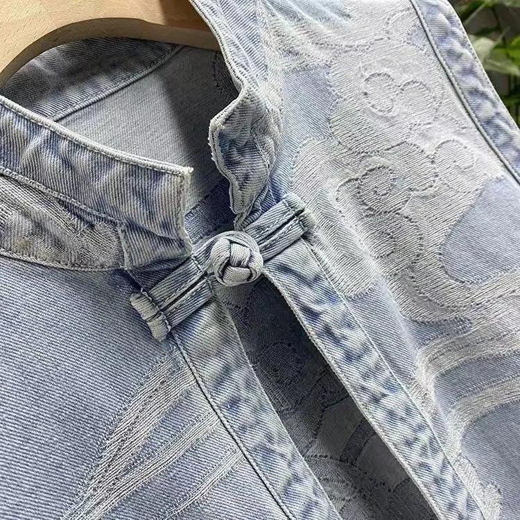 Fashion Denim National Style Chinese Style Vest Loose and Thin Outside Western Style Summer Thin Shoulder Waistcoat