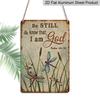 2D Flat, Vintage Psalm 46:10 Bible Verse Metal Tin Sign - "Be Still and Know That I Am God" Christian Wall Decor 8x12 Inch Classic Religious Verse