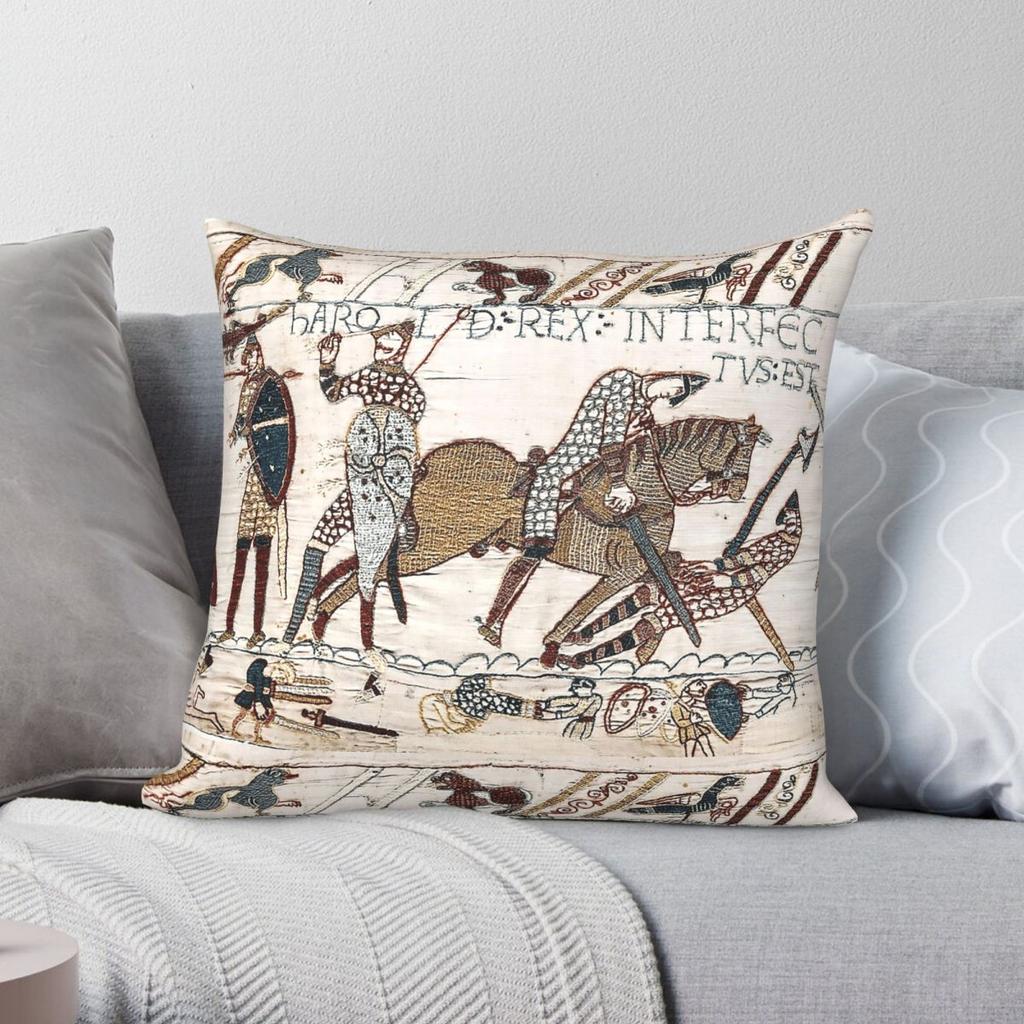 Bayeux Tapestry Death Of King Square Pillowcase Polyester Linen Velvet Printed Zip Decor Pillow Case Car Cushion Cover