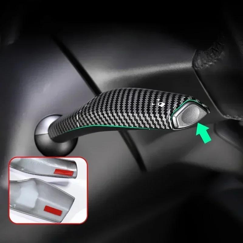 2pcs ABS Carbon Fiber Car Gear Shift Knob Trim Cover for Tesla Model 3/Y