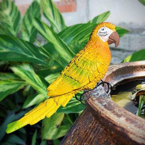 Bird Ornament Resin Scarlet Macaw Sculpture Realistic Lifelike Parrot Statue Waterproof Outdoor Garden Decoration