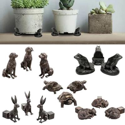 3 Adet Mini Bitki Pot Ayakları Kedi Köpek Tasarım Saksı Yükselticiler Tutucular Standı Tutucu