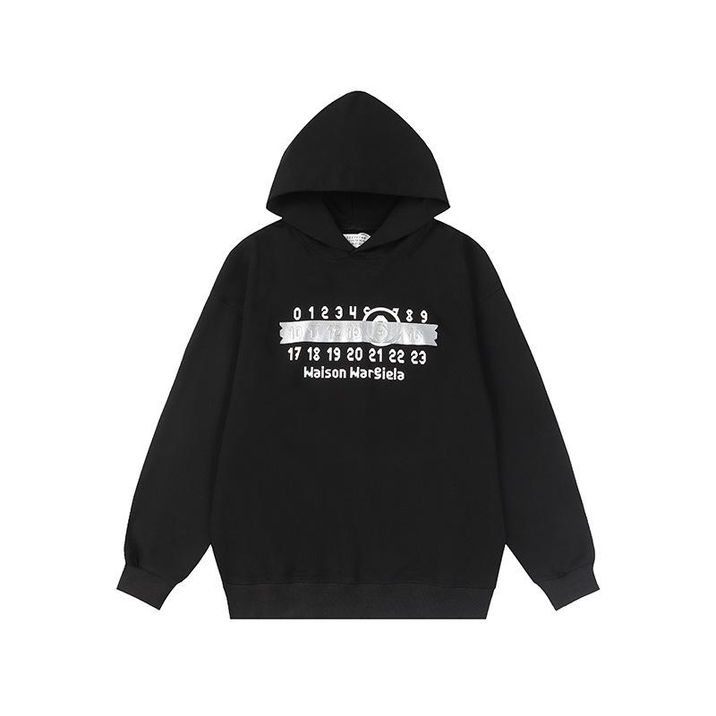 Unisex Margiela Hoodie: Lockere Passform, Umgekehrtes MM6-Logo, Reine Baumwolle, Rundhalsausschnitt, Trendiger Stil