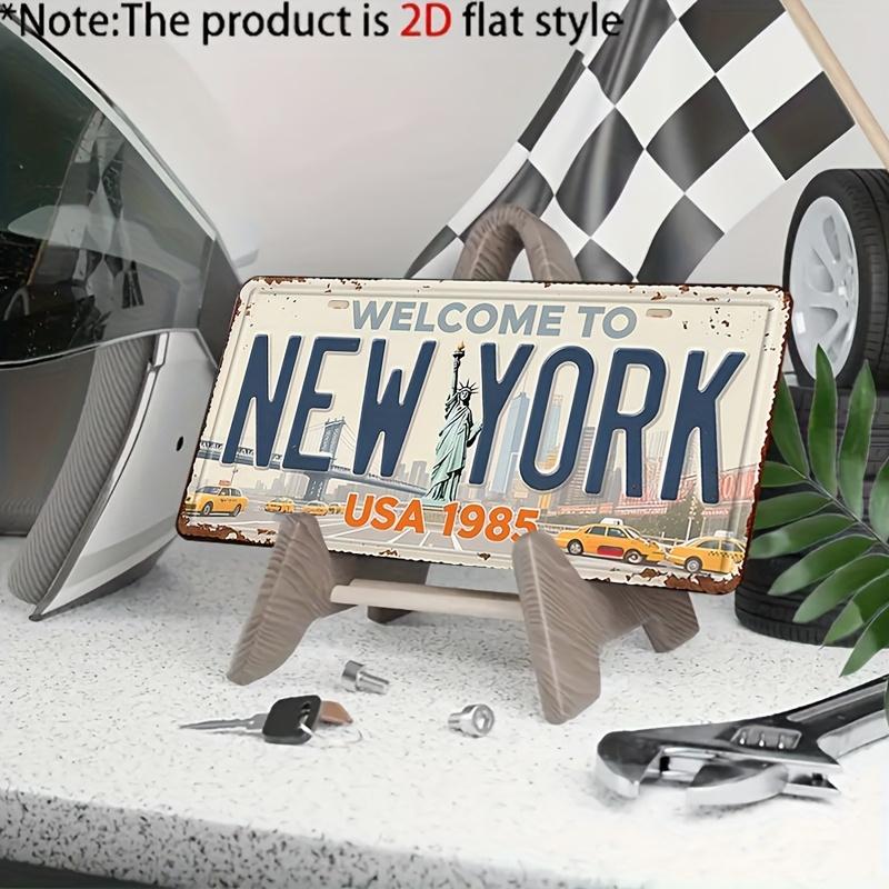 D Flat pz pezzi Vintage Targhetta Metallica da Parete New York Segno Retrò NYC per Decorazione Grotta Stile Country Adatta per Case